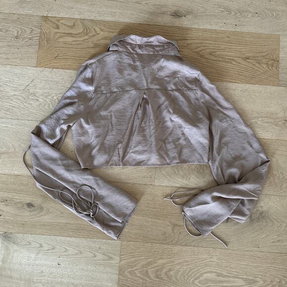 Princess Polly - Forbidden Cropped Shirt in Brown - Picture 3 of 4